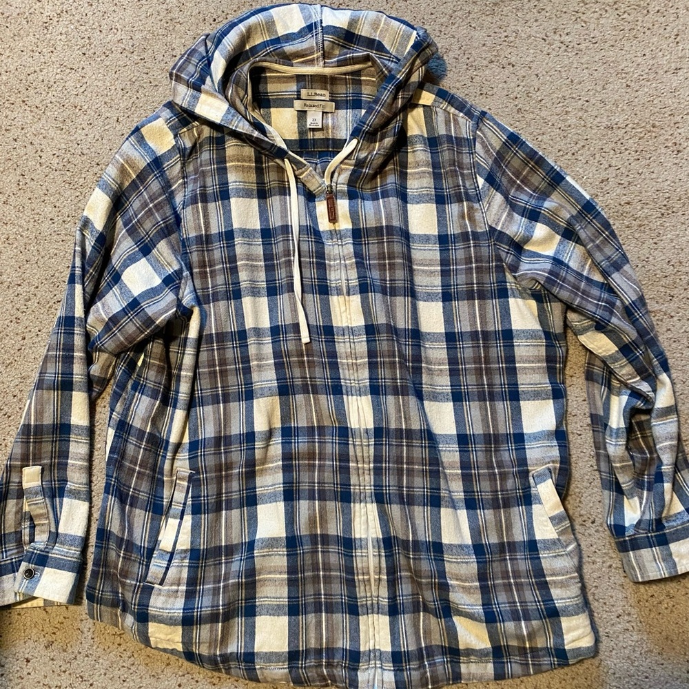 LL BEAN flannel zip hoodie hoodie.